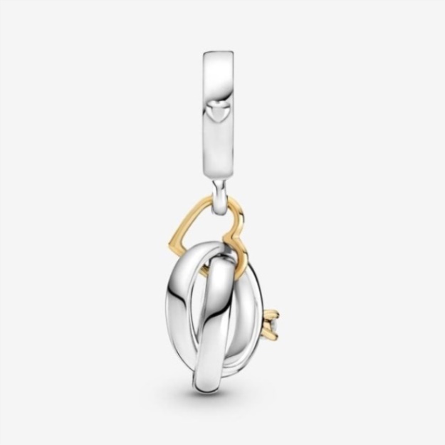 14kt Gold Two-Tone Wedding Rings Dangle Charms Pandora