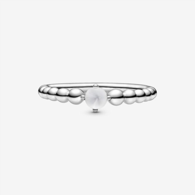 April Milky White Beaded Ring Pandora