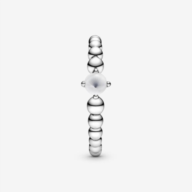 April Milky White Beaded Ring Pandora