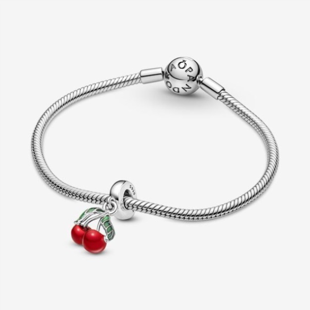 Asymmetrical Cherry Fruit Dangle Charm Pandora