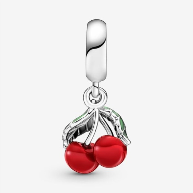 Asymmetrical Cherry Fruit Dangle Charm Pandora