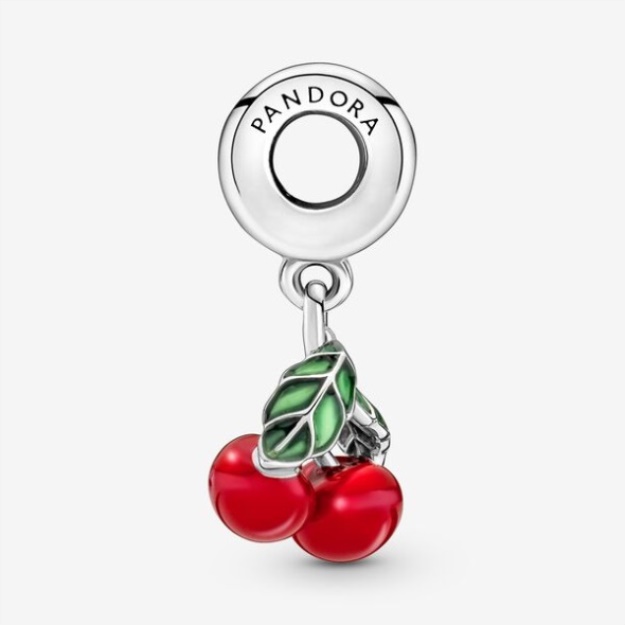 Asymmetrical Cherry Fruit Dangle Charm Pandora