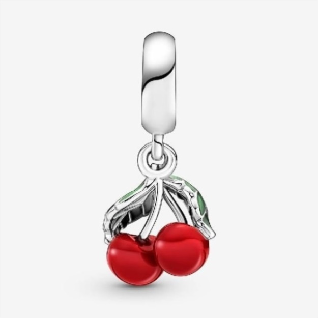 Asymmetrical Cherry Fruit Dangle Charms Pandora