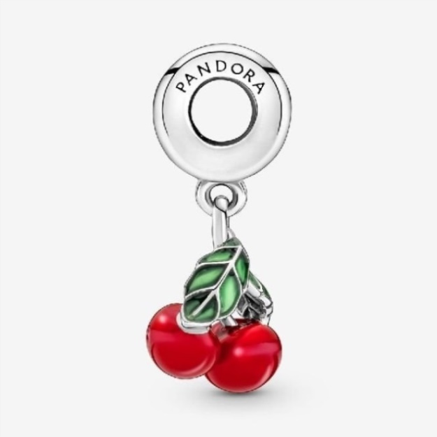 Asymmetrical Cherry Fruit Dangle Charms Pandora