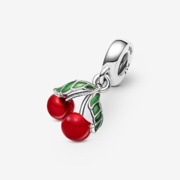 Asymmetrical Cherry Fruit Dangle Charms Pandora