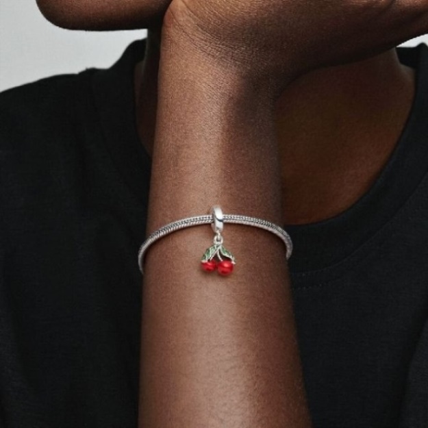 Asymmetrical Cherry Fruit Dangle Charms Pandora
