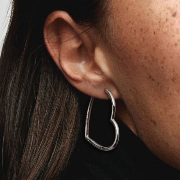 Asymmetrical Heart Hoop Earrings Pandora CA