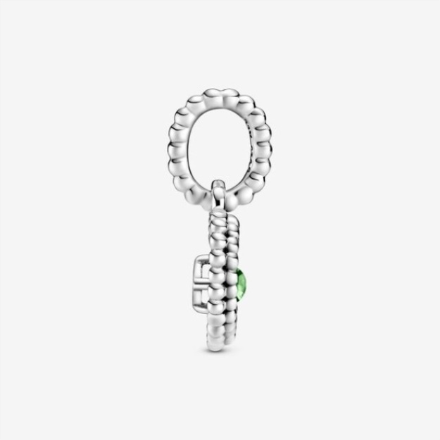 August Spring Green Beaded Heart Dangle Charm Pandora