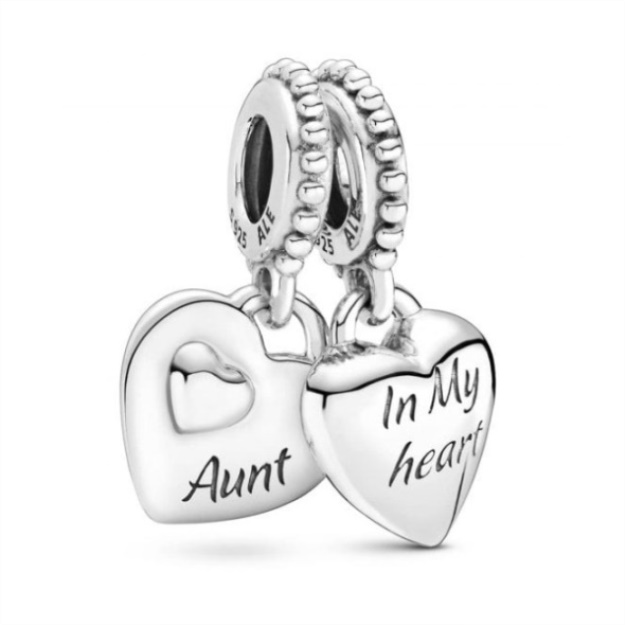 Aunt  Niece Split Heart Dangle Charms Pandora