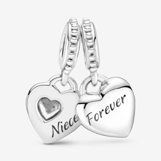 Aunt Niece Split Heart Dangle Charm Pandora