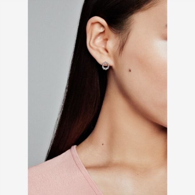 Beaded Circle Stud Earrings Pandora