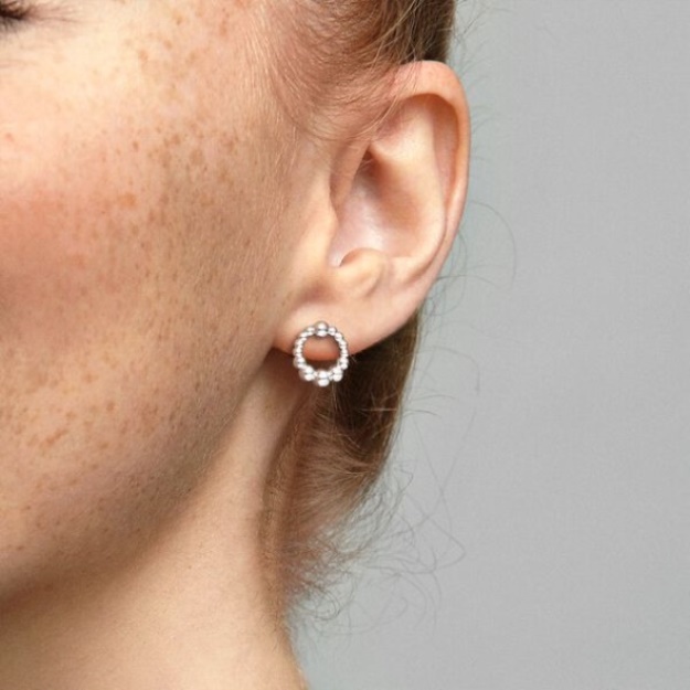 Beaded Circle Stud Earrings Pandora