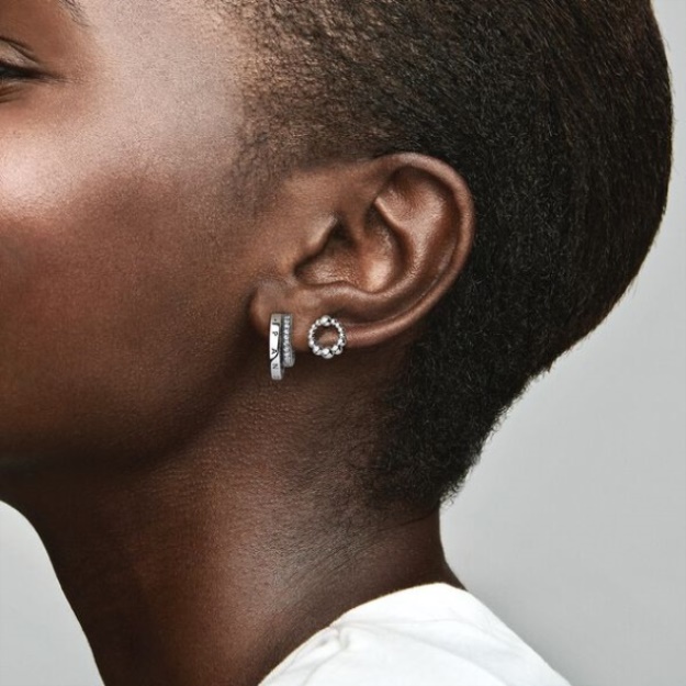 Beaded Circle Stud Earrings Pandora