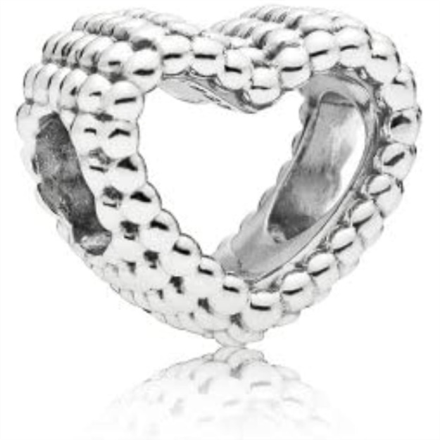 Beaded Heart Sterling Silver Charm Pandora Jewelry