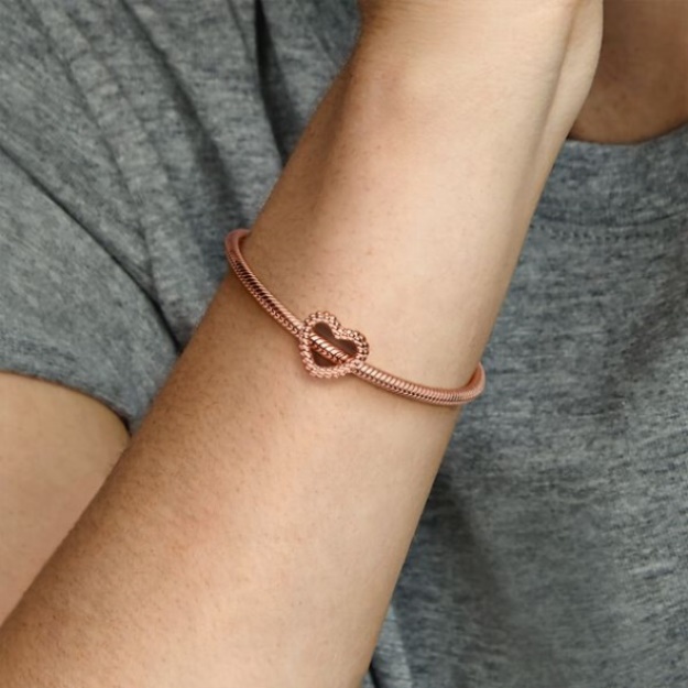 Beaded Open Heart Charm Pandora Rose Gold Plated