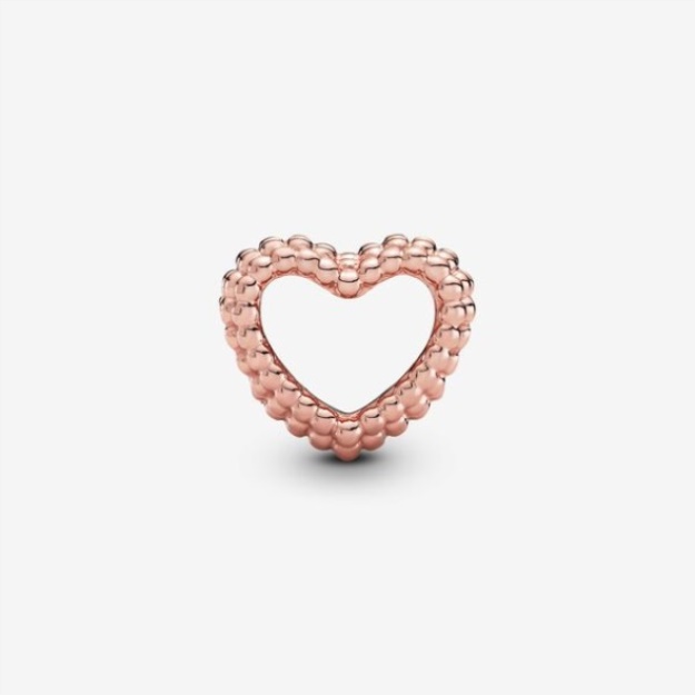 Beaded Open Heart Charm Pandora Rose Gold Plated