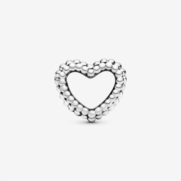 Beaded Open Heart Charm Pandora Sterling Silver