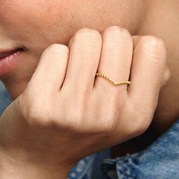 Beaded Wishbone Ring-Final Sale Pandora Rose Gold Plated