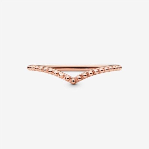 Beaded Wishbone Ring-Final Sale Pandora Rose Gold Plated