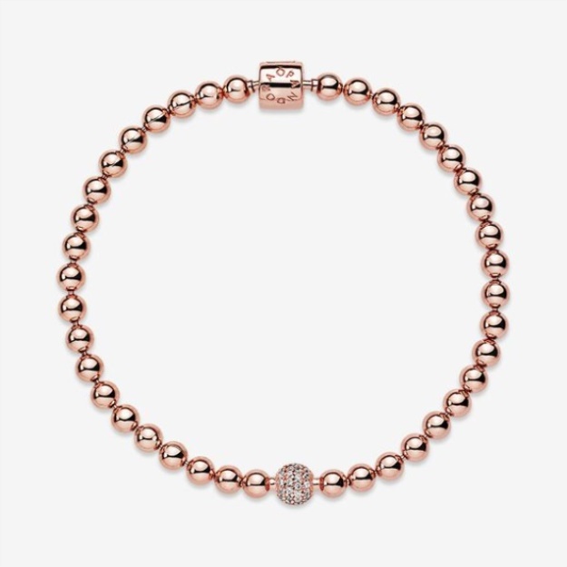 Beads Pave Bracelet Pandora Rose Gold Plated