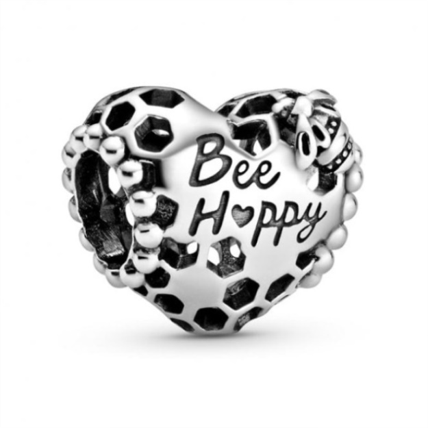 Bee Happy Honeycomb Heart Charms Pandora