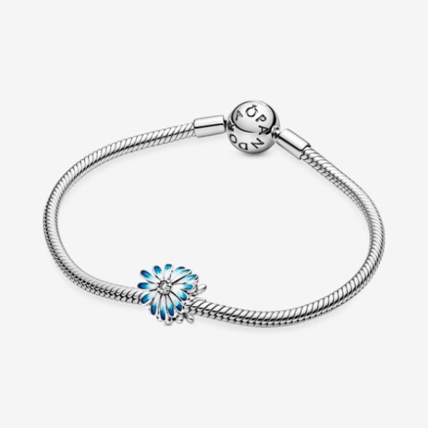 Blue Daisy Flower Charm Pandora Sterling Silver