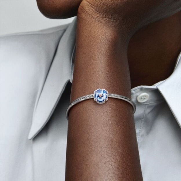 Blue Pansy Flower Charm Pandora