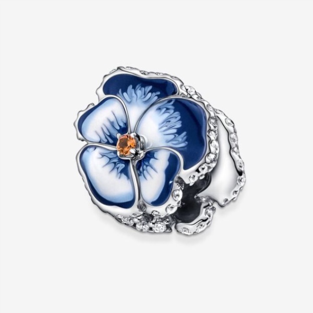Blue Pansy Flower Charm Pandora