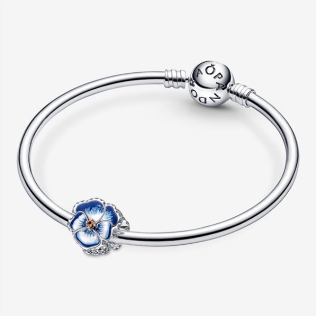 Blue Pansy Flower Charm Pandora
