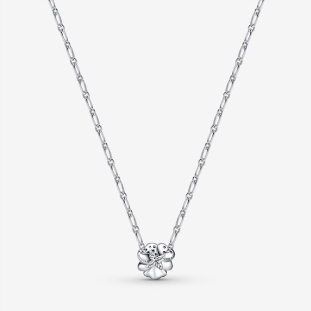 Blue Pansy Flower Pendant Necklace Pandora