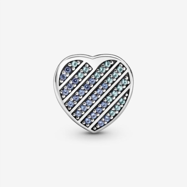 Blue Pave Heart Clip Charm Pandora