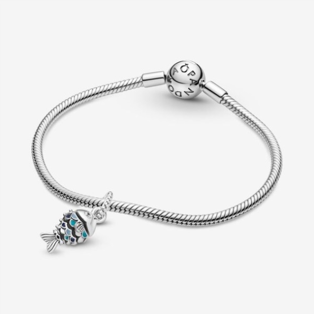 Blue Scaled Fish Dangle Charm Pandora