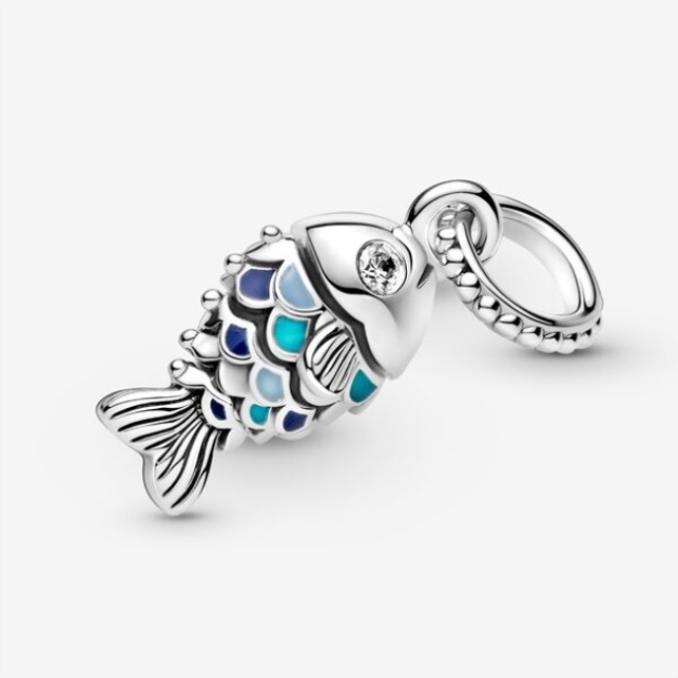 Blue Scaled Fish Dangle Charm Pandora