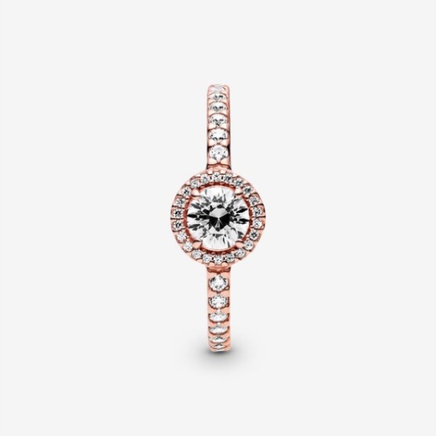 Classic Sparkle Halo Ring Pandora Rose Gold Plated