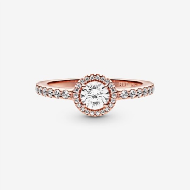 Classic Sparkle Halo Ring Pandora Rose Gold Plated