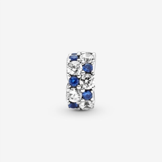 Clear Blue Sparkling Clip Charm Pandora