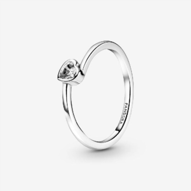 Clear Brand Pandora Tilted Heart Solitaire Ring