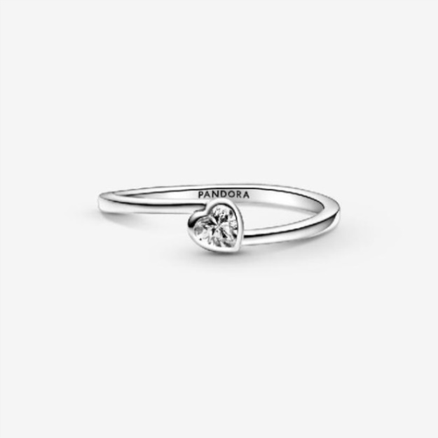 Clear Brand Pandora Tilted Heart Solitaire Ring