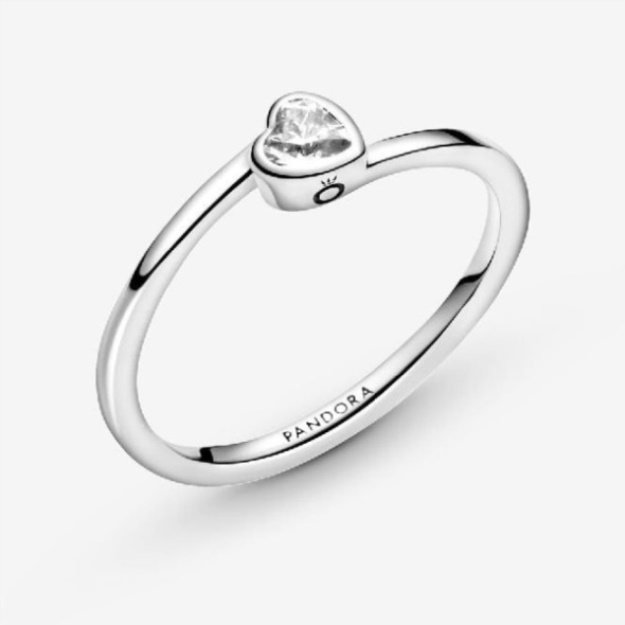 Clear Brand Pandora Tilted Heart Solitaire Ring