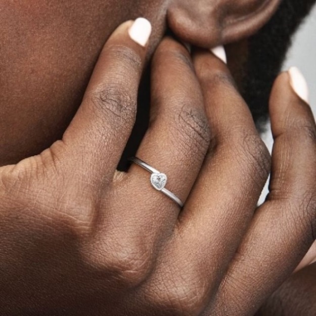Clear Brand Pandora Tilted Heart Solitaire Ring