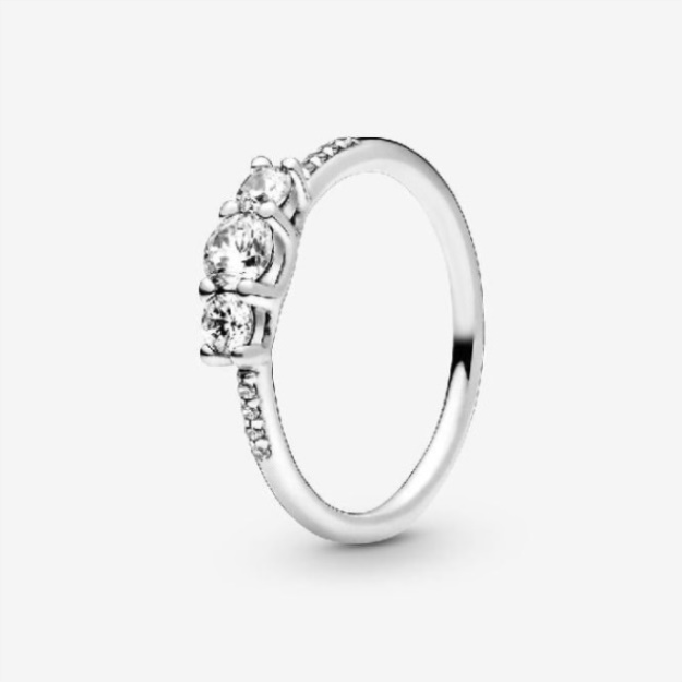 Clear Brand Three-Stone Pandora Ring