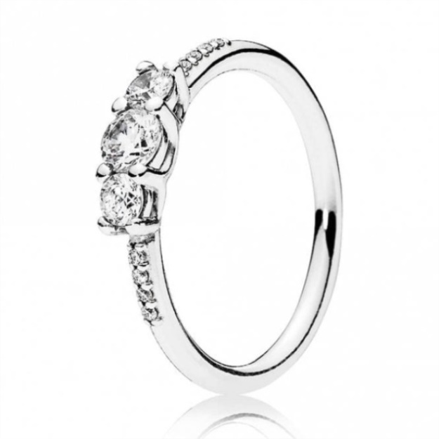 Clear Brand Three-Stone Pandora Ring