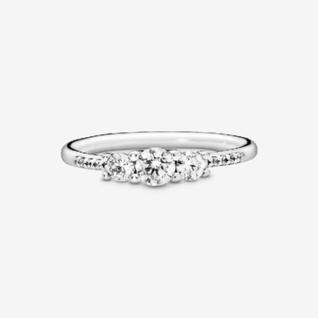 Clear Brand Three-Stone Pandora Ring