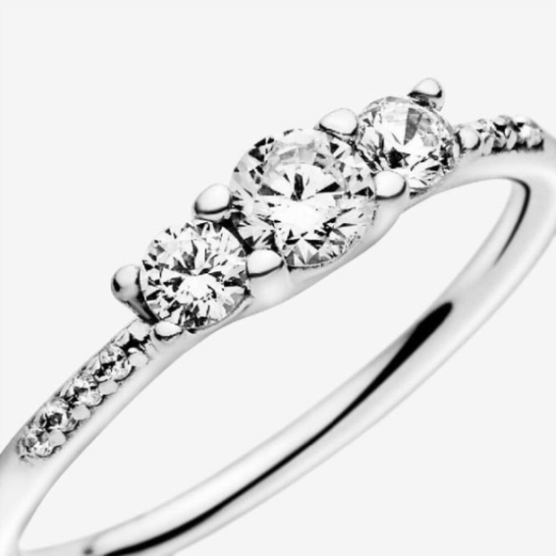 Clear Brand Three-Stone Pandora Ring
