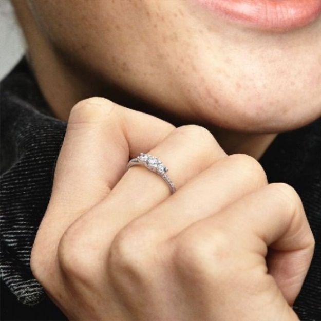Clear Brand Three-Stone Pandora Ring