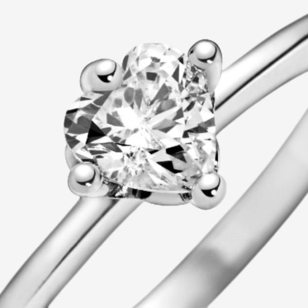 Clear Heart Solitaire Pandora Brand Ring