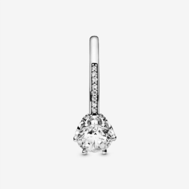 Clear Pandora Brand Sparkling Crown Solitaire Ring