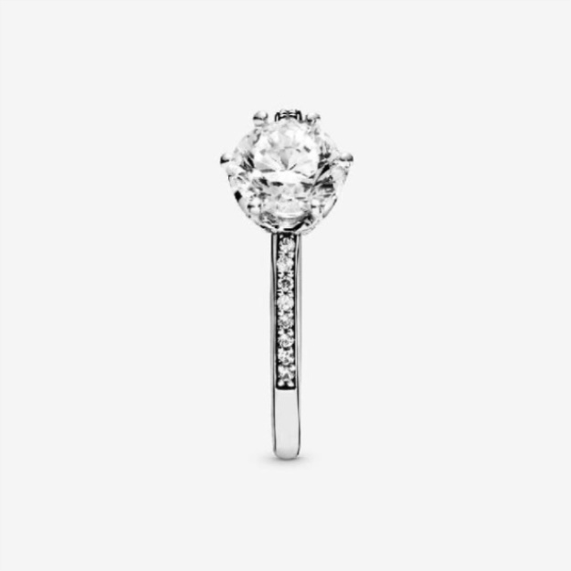 Clear Pandora Brand Sparkling Crown Solitaire Ring
