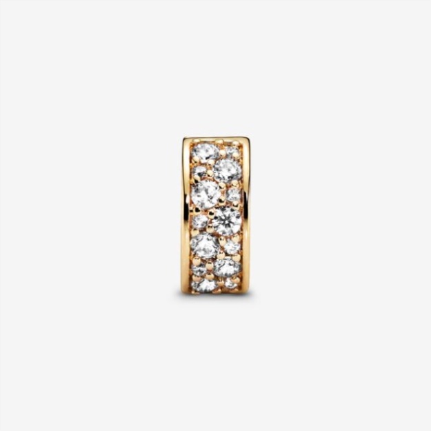 Clear Pave Clip Charm Pandora Gold Plated