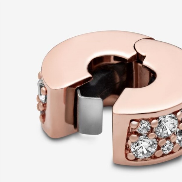 Clear Pave Clip Charm Pandora Rose Gold Plated